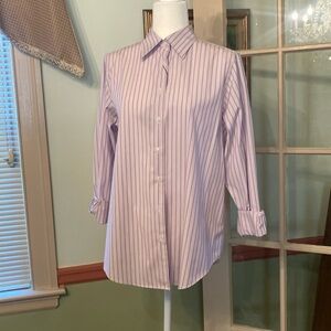 BROOKS BROTHERS VIOLET STRIPED MIRACLE SHIRT.  NO IRON. SIZE10